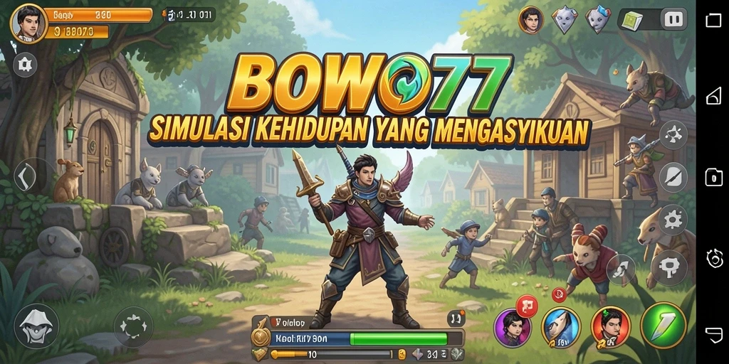 Tampilan gameplay menarik dari BOWO77 dengan karakter dan lingkungan interaktif.