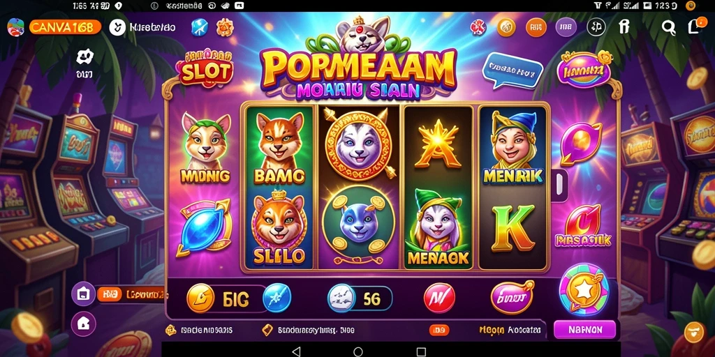 Tampilan gameplay slot CANVA168 yang menarik dan penuh warna.