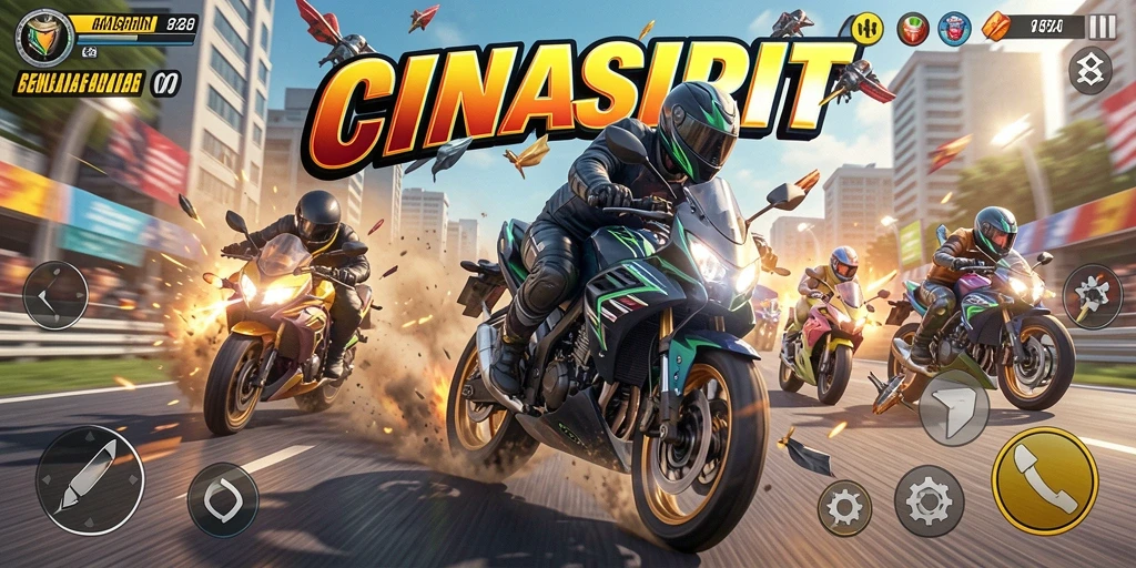 Tampilan gameplay seru balapan motor di CINASIPIT.