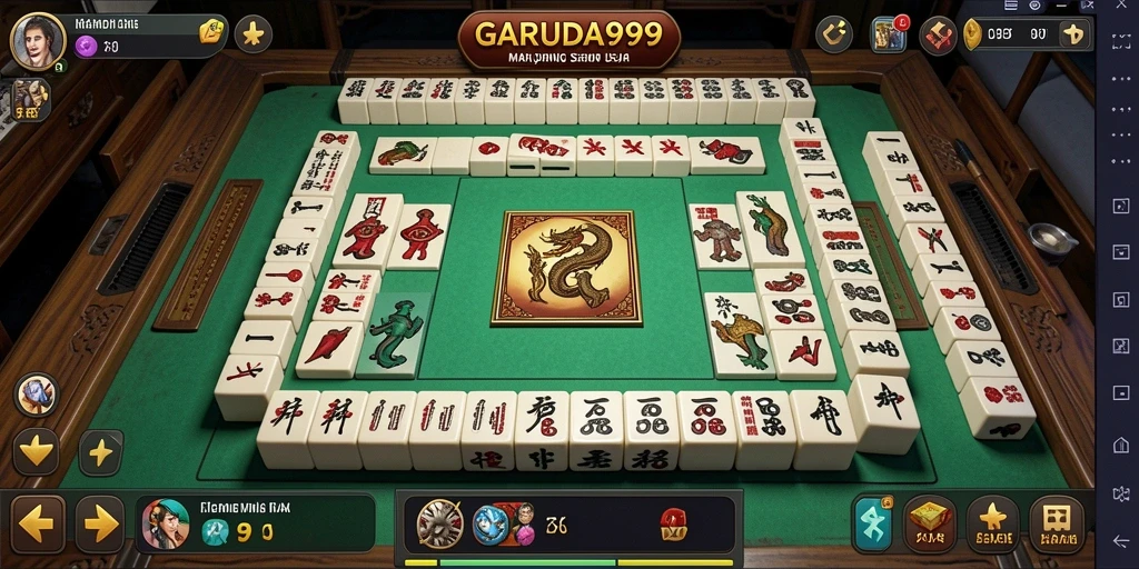 Screenshot utama GARUDA999 menampilkan gameplay Mahjong yang menarik.