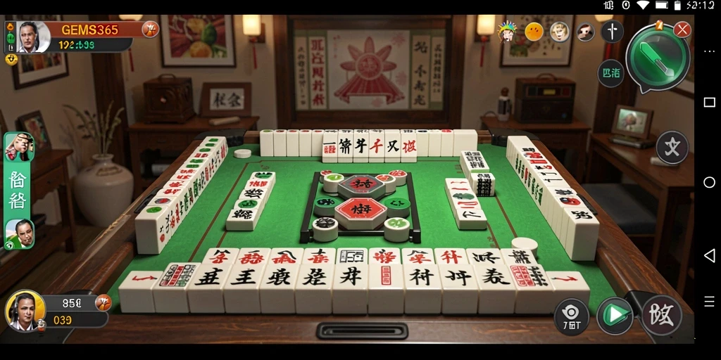 Tampilan gameplay GEMS365 yang menarik dan seru di Mahjong.