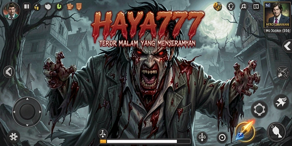 Screenshot gameplay HAYA777 menampilkan suasana menyeramkan dan makhluk angker.