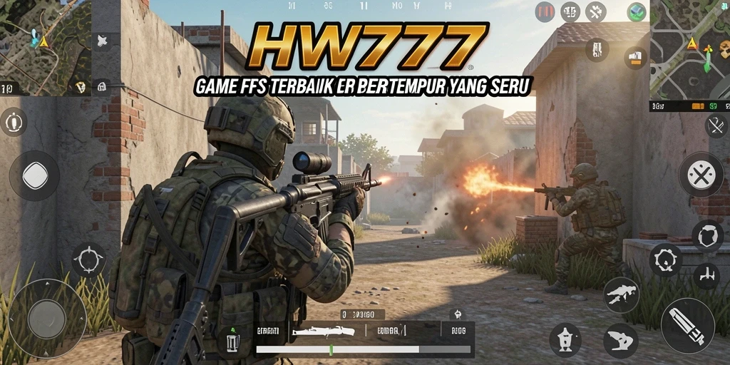 Tampilan gameplay intens dari HW777 dalam pertempuran FPS.