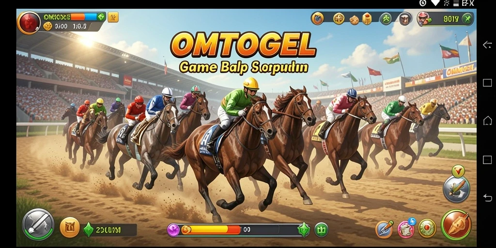 Screenshot gameplay OMTOGEL dengan aksi balap yang mendebarkan.