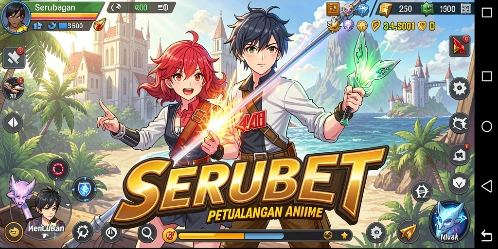 Tangkapan layar gameplay SERUBET dengan karakter Anime yang menakjubkan.