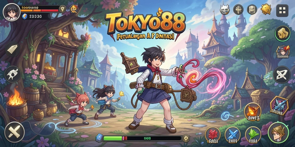 Tampilan gameplay TOKYO88 dengan karakter anime dan pertarungan seru.