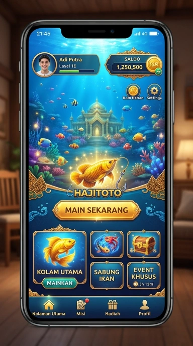 Tampilan utama aplikasi hajitoto yang user-friendly.
